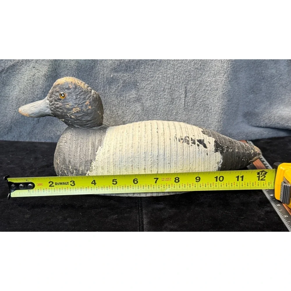 Vintage Hand Carved Cork Body Duck Decoy Wood Head Glass Eyes Bluebill Scaup 12